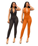 Solid Color Sexy Backless Jumpsuit LFDF-8001