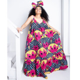 Plus Size Printed Split Big Swing Maxi Dress NNWF-7238