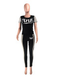 Pink Letter Print T Shirt And Pants 2 Piece Sets YMT-6215