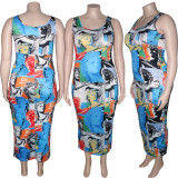 Plus Size Printed Sleeveless Maxi Dress ONY-5095