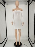 Sexy Off Shoulder Long Sleeve Bodycon Mini Dress NLAF-6084