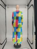Colorful Plaid Full Sleeve Long Cloak Coat SMF-8107