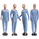 Casual Solid Long Sleeve Jumpsuit AMLF-3002