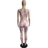 Plus Size Sexy Printed Sleeveless Tight Jumpsuit WAF-77207