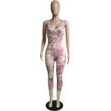 Plus Size Sexy Printed Sleeveless Tight Jumpsuit WAF-77207