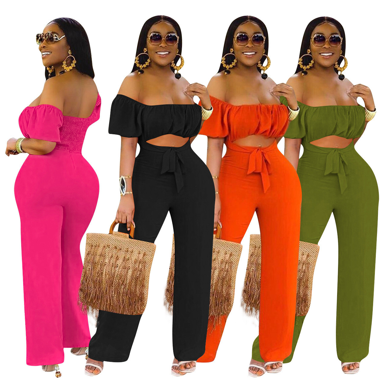 Dear-Fashion | Solid Off Shoulder Sexy One Piece Jumpsuits YD-8214 with ...