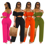 Solid Off Shoulder Sexy One Piece Jumpsuits YD-8214
