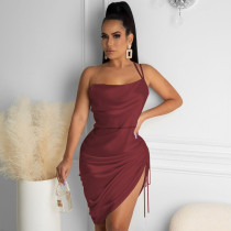 Sexy Off Shoulder Drawstring Club Dress MUKF-041