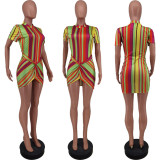 Sexy Striped Short Sleeve Mini Dress ZDF-31123