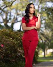 Red V Neck T Shirt And Pants 2 Piece Suits ZDF-31132