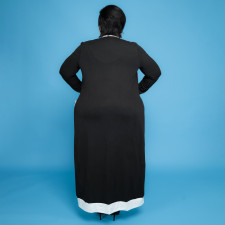 Plus Size Sleeveless Midi Dress+Long Cloak 2 Piece Sets ONY-5101