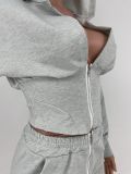 Solid Hooded Long Sleeve Zipper Two Piece Shorts Set CYAO-00023