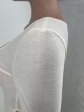 Solid Long Sleeve Irregular Top Wide Leg Pants 2 Piece Sets CYAO-00025