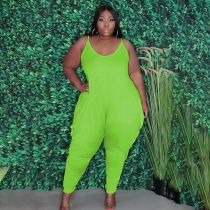 Plus Size Solid Sling Harem Jumpsuit FST-7241