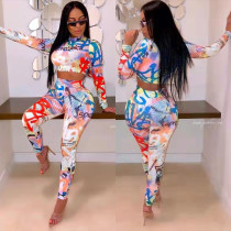 Casual Printed Long Sleeve Two Piece Pants Set FST-FA7046