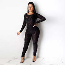 Sexy Mesh See Through Backless Jumpsuit SH-390190