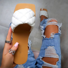 Square Toe Flat Slipper Sandals Shoes MYAF-9234