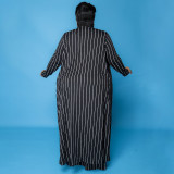 Plus Size Striped Tank Top+Long Cloak+Pants 3 Piece Sets NNWF-7266