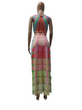 Casual Printed Sleeveless Maxi Skirt 2 Piece Sets MDUO-M007