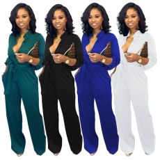 Plus Size Casual Solid Color Jumpsuits MOF-6639