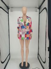 Fashion Splice Plaid Print Blazer SMF-8109