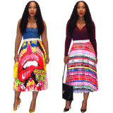 Fashion Print Pleated Skirt ASL-6233