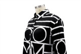 Plus Size Geometric Print Long Sleeve Shirt Dress BMF-074