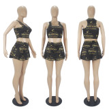 Casual Printed Tank Top+Culottes Skirt 2 Piece Sets SHD-9371