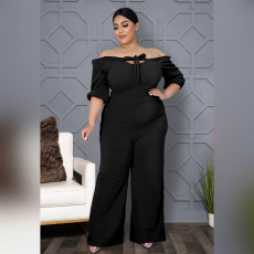 Plus Size Solid Color Off Shoulder Jumpsuits ASL-7050