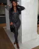 Sexy Mesh Long Sleeve Tight Jumpsuit LM-8274