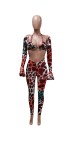 Sexy Printed Flare Sleeve Jumpsuits+Bra Top YUEM-66723