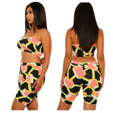 Print Tube Top Shorts Two Piece Sets SHE-7103
