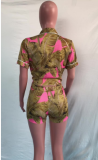 Casual Printed Short Sleeve Shirt And Shorts 2 Piece Sets OMY-80038