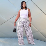 Plus Size Casual Printed Wide Leg Pants ONY-5103