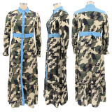 Plus Size Camo Print Long Sleeve Maxi Dress BMF-079