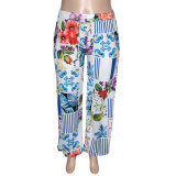 Plus Size Casual Printed Wide Leg Pants ONY-5103