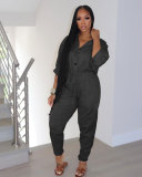 Casual Solid Drawstring One-Piece Jumpsuit MTY-6572
