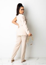 Sexy One Shoulder Belted Blazer Two Piece Suits BS-1283