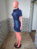 Plus Size Denim Short Sleeve Mini Dress LX-6910