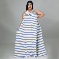 Plus Size Striped Sleeveless Loose Maxi Dress NNWF-7274