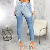 Denim Ripped Hole Skinny Jeans HSF-2544