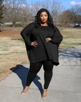 Plus Size Solid Loose Long Sleeve Top And Pants 2 Piece Sets KSN-88009