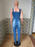 Plus Size Denim Sleeveless Sling Jeans Jumpsuit LX-6911