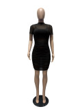 Sexy Mesh See Through Ruched Club Dress With Underwear MZ-2641