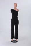 Sexy Solid V Neck Ruffled High Waist Jumpsuit MZ-2288