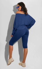 Solid Long Sleeve Top+Knee Length Pants 2 Piece Sets MZ-2558