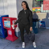 Plus Size Solid Hoodie Sweatpants Two Piece Suits YIM-213