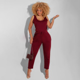 Casual Solid Sleeveless One-Piece Jumpsuit HNIF-HN030