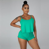 Solid Cami Top And Shorts Two Piece Suits HNIF-HN017