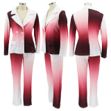 Plus Size Gradient Long Sleeve Blazer 2 Piece Sets HNIF-HN044-1